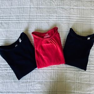 3 Organic Cotton basic long sleeve shirts size 2-4